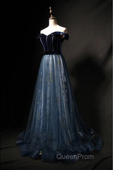 Elegant Off the Shoulder Velvet Floor Length Long Evening Dresses Evening Prom Dresses