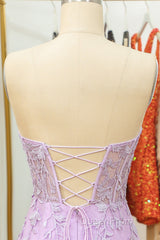 Purple Lace Tight Short Hoco Dresses