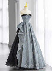 A-Line Blue-Grey Sweetheart Long Formal Party Dresses Floor Length Tulle Evening Prom Dresses