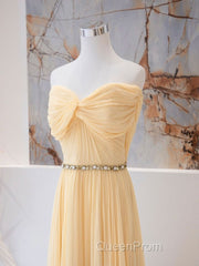 A-Line Chiffon Long Evening Prom Dresses, Sweetheart Neck Chiffon Formal Dresses