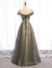 A-Line Evening Gown Elegant Dresses Wedding Floor Length Short Sleeve Tulle With Pleats