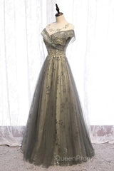 A-Line Evening Gown Elegant Dresses Wedding Floor Length Short Sleeve Tulle With Pleats