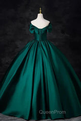 A-Line Formal Satin Floor Length V-Neck Evening Dresses Elegant Evening Prom Dresses