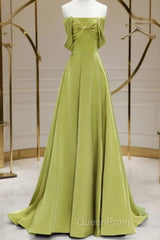 A-Line Green Long Formal Dresses Evening Prom Dresses, Green Floor Length Party Dresses