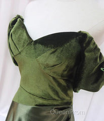 A-Line Green Sweetheart Velvet Long Party Dresses, Green Evening Dresses Evening Prom Dresses