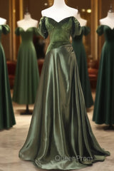 A-Line Green Sweetheart Velvet Long Party Dresses, Green Evening Dresses Evening Prom Dresses