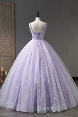 A Line Lilac Tulle Long Evening Prom Dresses, Lilac Long Formal Evening Dresses