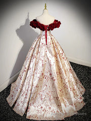 A-Line Off Shoulder Satin Champagne Long Prom Dress, Champagne Long Formal Dress