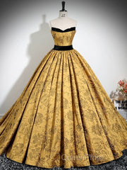 A-Line Off Shoulder Satin Gold Long Evening Prom Dresses, Gold Long Formal Dresses