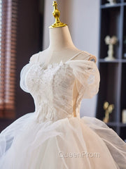 A-Line Off Shoulder Tulle Lace Short Evening Prom Dresses, White Homecoming Dresses