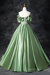 A-Line Off The Shoulder Formal Satin Long Evening Dresses Evening Prom Dresses
