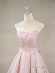 A Line Pink Long Evening Prom Dresses, Evening Pink Bridesmaid Dresses