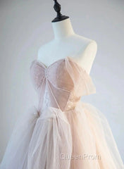 A-Line Pink Tulle Sweetheart Evening Prom Dresses Party Dresses, Pink Tulle Evening Dresses