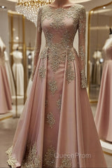 A-Line/Princess Scoop Floor-Length Tulle Evening Dresses With Appliques Lace