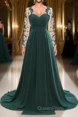 A-Line/Princess Sweetheart Sweep Train Chiffon Mother of the Bride Dresses With Appliques Lace