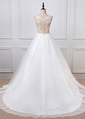 A-Line/Princess Tulle Appliques Lace Wedding Dresses