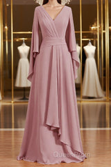 A-Line/Princess V-neck Floor-Length Chiffon Mother of the Bride Dresses