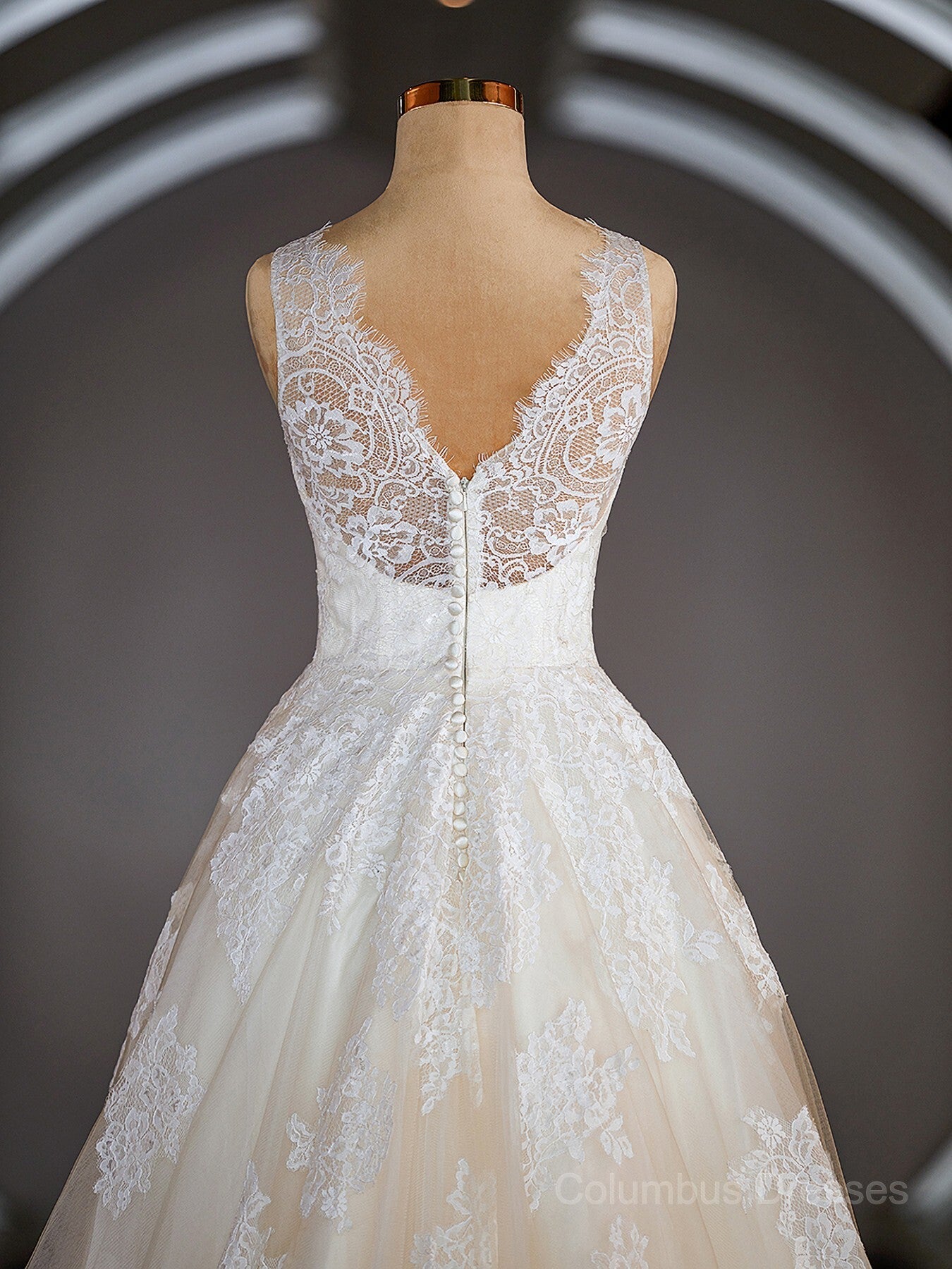 Wedding Dress Sleeve Lace, A-Line/Princess V-neck Sweep Train Tulle Wedding Dresses with Appliques Lace