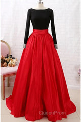 A-Line Evening Prom Dresses Dresses Party Wear Long Sleeve Satin With Pleats