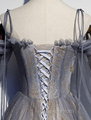 A-Line Evening Prom Dresses Dresses Wedding Floor Length Strap Tulle With Sequin Embroidery