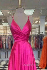 A-Line Evening Prom Dresses Sexy Dresses Formal Floor Length Sleeveless Spaghetti Strap Bridesmaid Dresses Charmeuse With Slit