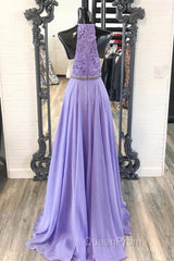 A Line Purple Lace Long Evening Prom Dresses with Belt, Purple Lace Formal Dresses, Purple Evening Dresses, Bridesmaid Dresses