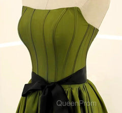 A-line Satin Green Long Party Dresses Evening Dresses, Green Long Evening Dresses Evening Prom Dresses