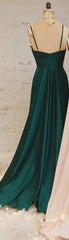 A-Line Straps Ruched Long Bridesmaid Dresses Formal Dresses