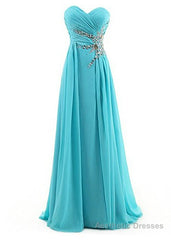 A-Line Sweetheart Chiffon Pleats Beading Bridesmaid Dress