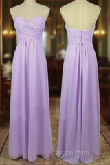 A Line Sweetheart Neck Backless Lilac Long Evening Prom Dresses, Lilac Long Bridesmaid Dresses