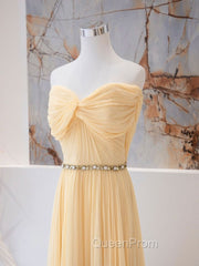 A-Line Sweetheart Neck Chiffon Long Evening Prom Dresses, Chiffon Evening Dresses