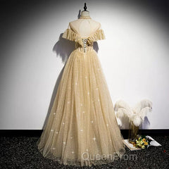A Line Tulle Long Evening Prom Dresses