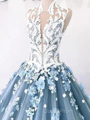 A-Line Vintage Backless Wedding Dresses Tulle High Neck