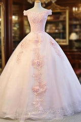 Adorable Pink Tulle Off Shoulder Pink Party Dresses , Sweetheart Evening Dresses