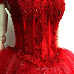 Adorable Red Sweetheart Shiny Tulle Off Shoulder Short Homecoming Dresses, Red Party Dresses