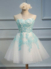 Adorable White Tulle Sweetheart Tulle Party Dresses , Homecoming Dresses , Lovely Party Dresses