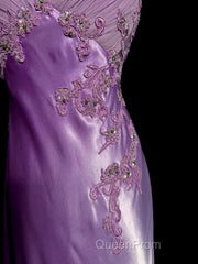 Aesthetic A Line Halter Neckline Lilac Satin Evening Prom Dresses Ruffle Long Party Dresses