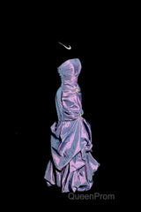 Aesthetic Mermaid Strapless Neckline Grape Taffeta Evening Prom Dresses Ruffle Long Party Dresses