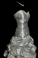 Aesthetic Mermaid Sweetheart Neckline Gray Taffeta Evening Prom Dresses Ruffle Long Party Dresses