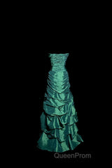 Aesthetic Mermaid Sweetheart Neckline Green Taffeta Evening Prom Dresses Ruffle Long Party Dresses