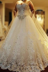 Amazing Bridal Dresses Sweetheart Appliques Crystal Beading Classic A Line Bridal Gowns