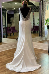 Appliques Sheer Straps Open Back Mermaid Long Wedding Dresses