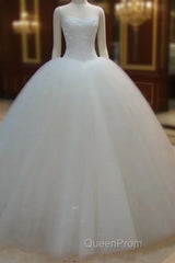 Arabic Sequin Ball Gown Tulle Sweetheart White Wedding Dresses