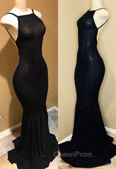 Backless black Evening Prom Dresses, sequins evening gowns
