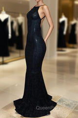 Backless black Evening Prom Dresses, sequins evening gowns