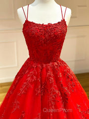 Backless Red Lace Evening Prom Dresses, Red Backless Lace Formal Evening Graduation Dresses