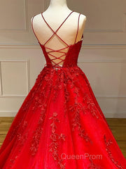Backless Red Lace Evening Prom Dresses, Red Backless Lace Formal Evening Graduation Dresses