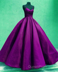 Ball Gown Dresses Satin V-Neck Spagetti Straps