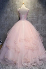 Ball Gown Long Evening Prom Dresses Flowers Gorgeous Quinceanera Dresses With Flowers