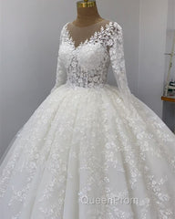 Ball Gown Long Sleeve Lace Wedding Dresses